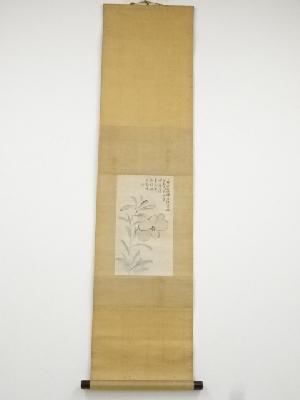 江戸後期～幕末頃　花図　肉筆紙本掛軸（保護箱）